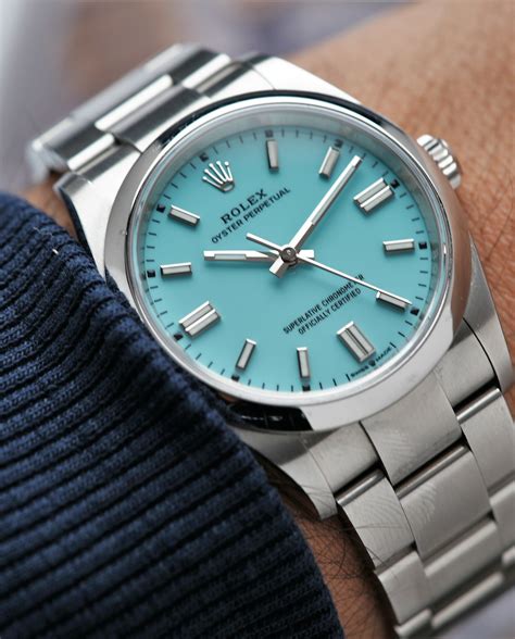 rolex oyster blue watch